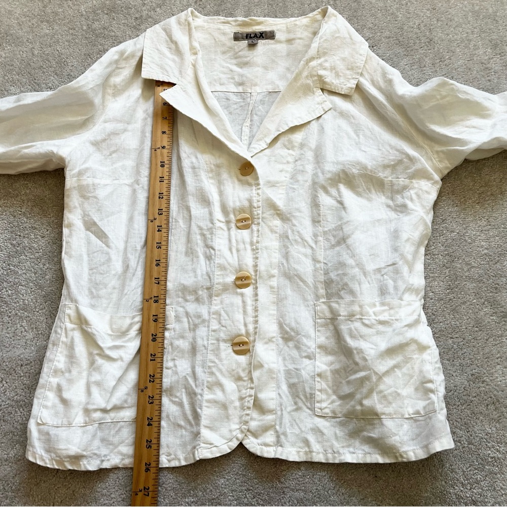 FLAX BUTTON DOWN TOP W/ POCKETS SIZE LARGE MINIMALIST MODERN CHIC SOPHISTICATED - Picture 8 of 9